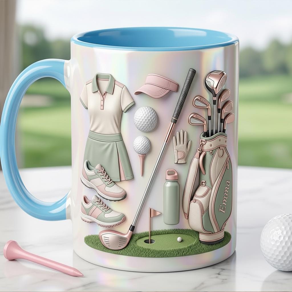 Personalized Golf Accent Mug, Golf Accent Mug, Golf Lover Coffee Cup, Mother's Day Gift, Faux 3D Effect - image 6
