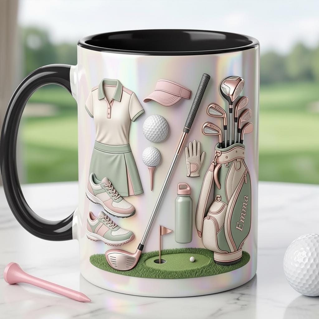 Personalized Golf Accent Mug, Golf Accent Mug, Golf Lover Coffee Cup, Mother's Day Gift, Faux 3D Effect - image 8