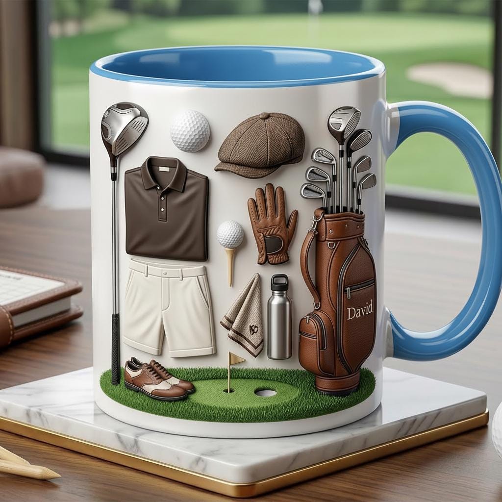 Custom Name Golf Faux 3D Accent Mug, Golf Lover Mug, Gift for Him - image 4