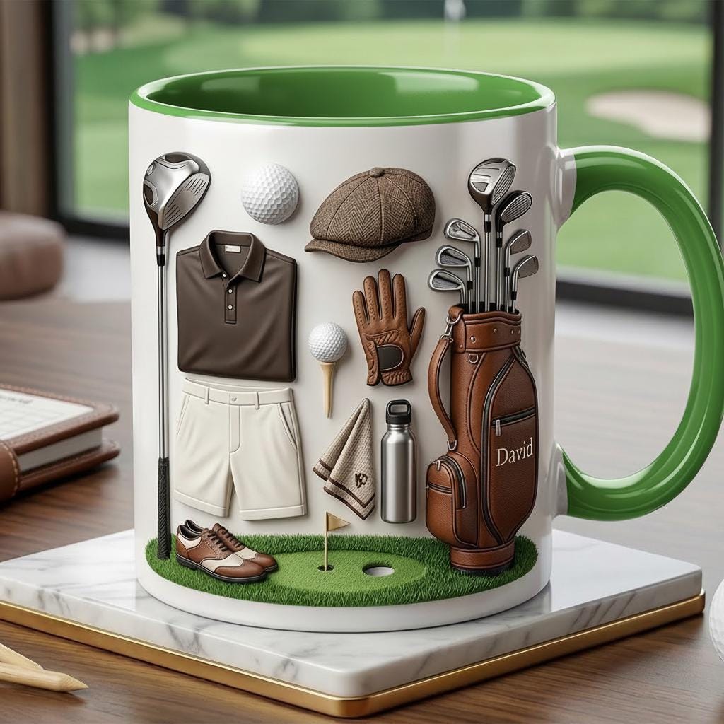 Custom Name Golf Faux 3D Accent Mug, Golf Lover Mug, Gift for Him - image 5