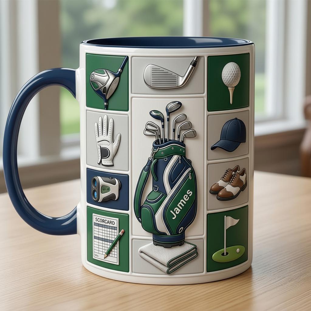 Personalized Golf Lover Accent Mug, Golf Lover Mug, Gift for Him, Faux 3D Effect - image 5