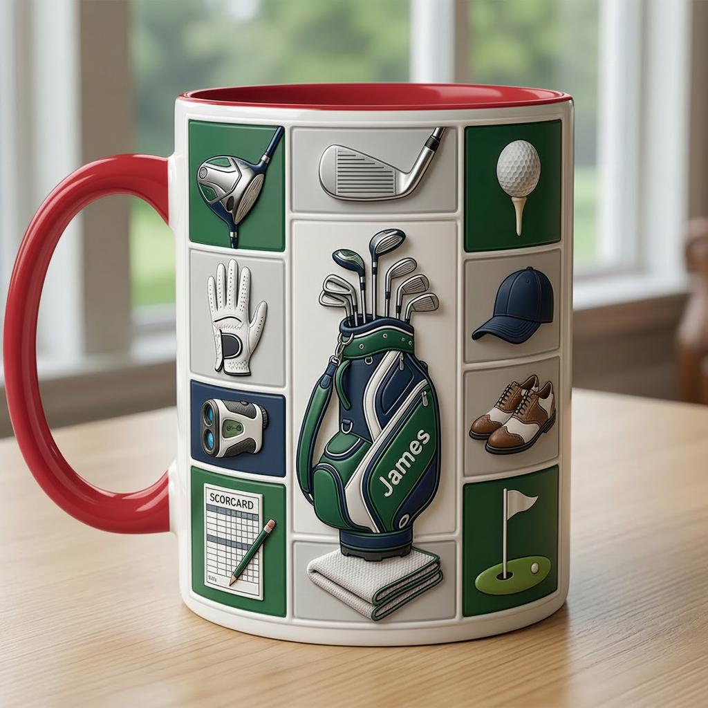 Personalized Golf Lover Accent Mug, Golf Lover Mug, Gift for Him, Faux 3D Effect - image 4