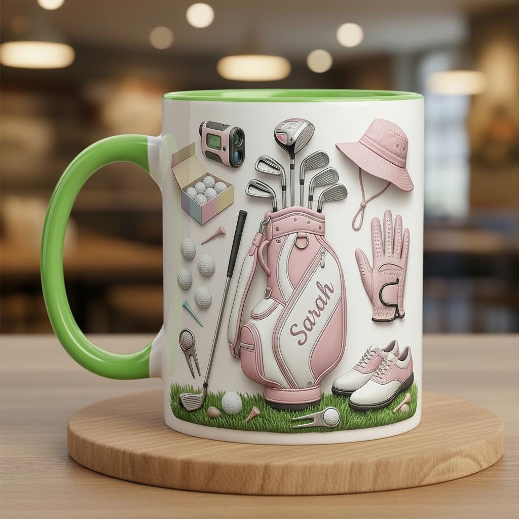 Custom Name Golf Faux 3D Accent Mug, Golf Lover Mug, Gift for Her - image 4