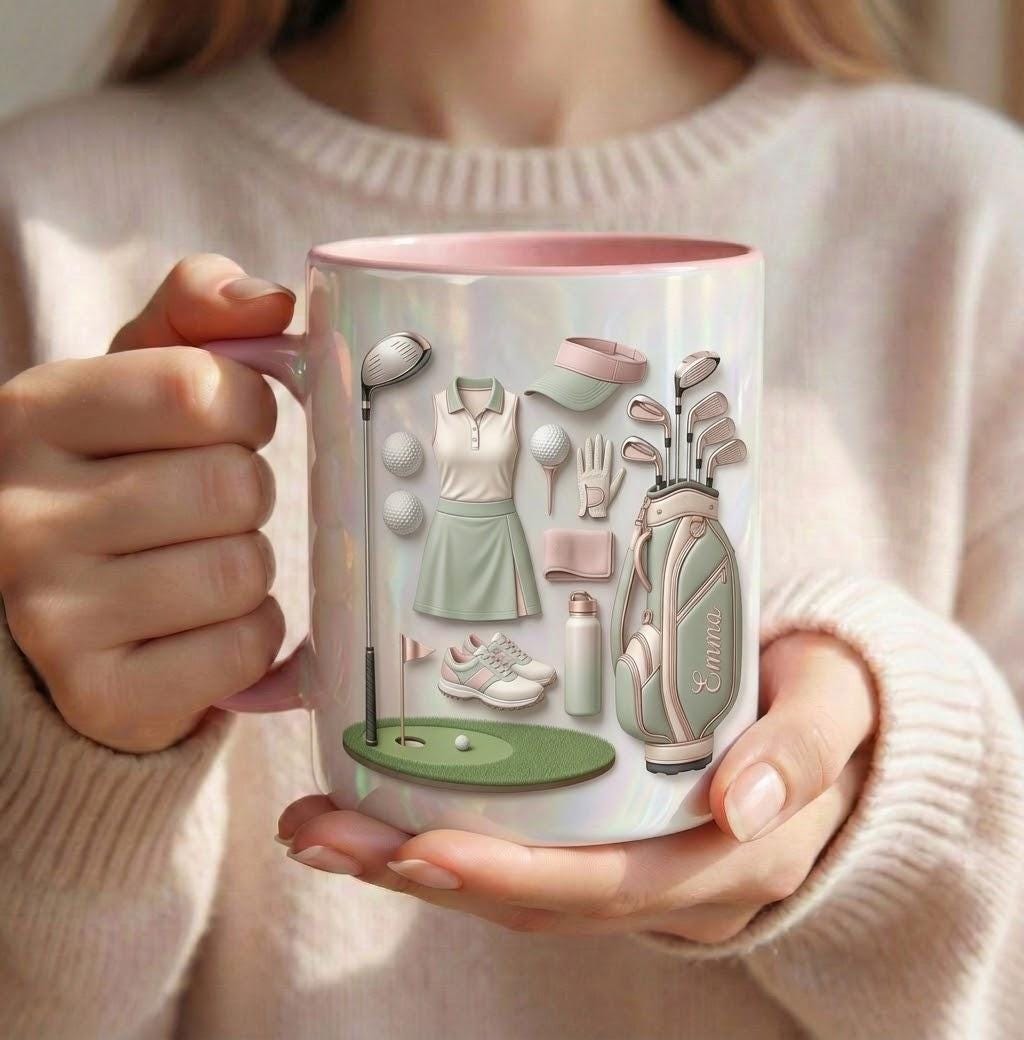 Personalized Golf Faux 3D Accent Mug, Girl Golf Lover Mug, Gift for Her - image 2