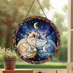 Custom Cat Stained Glass Suncatcher, Ragdoll  Cat Couples Window Hanging Glass Ornament,  Gift for Couple, Wife, Husband - image 3