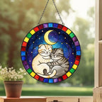 Custom Cat Stained Glass Suncatcher, Scottish Fold Cat Couples Window Hanging Glass Ornament,  Gift for Couple, Wife, Husband - image 3