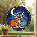 Custom Cat Stained Glass Suncatcher, Abyssinian Cat Couples Window Hanging Glass Ornament,  Gift for Couple, Wife, Husband - image 3