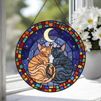 Custom Cat Stained Glass Suncatcher, Devon Rex Cat Couples Window Hanging Glass Ornament,  Gift for Couple, Wife, Husband - image 4