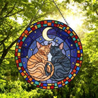 Custom Cat Stained Glass Suncatcher, Devon Rex Cat Couples Window Hanging Glass Ornament,  Gift for Couple, Wife, Husband - image 5