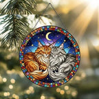 Custom Cat Stained Glass Suncatcher, Norwegian Forest Cat Couples Window Hanging Glass Ornament,  Gift for Couple, Wife, Husband - image 2