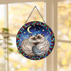Custom Cat Stained Glass Suncatcher, Himalayan cats Couples Window Hanging Glass Ornament,  Gift for Couple, Wife, Husband