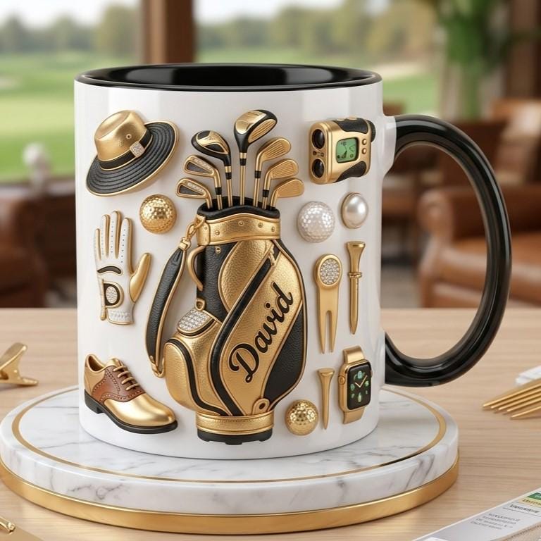 Personalized Golf Lover Mug, Custom Golfer Coffee Mug, Sports Gift for Him Her