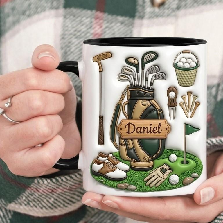 Personalized Golf Lover Mug, Custom Golfer Coffee Mug, Sports Gift for Him