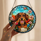Custom Dachshund Dog  Portrait Stained Glass Suncatcher, Stained Glass Dog Memorial, Custom Dog Portrait from Photo, Sympathy Gifts - image 3