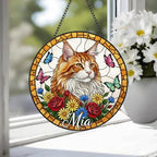 Custom Maine Coon  Cat Portrait Stained Glass Suncatcher, Pet Memorial Stained Glass Suncatcher, Cat Memorial Gift, Cat Loss, Pet Loss Gift - image 3
