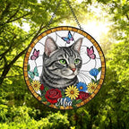Custom Domestic Shorthair  Portrait Stained Glass Suncatcher, Pet Memorial Stained Glass Suncatcher, Cat Memorial Gift, Cat Loss, Pet Gift - image 4