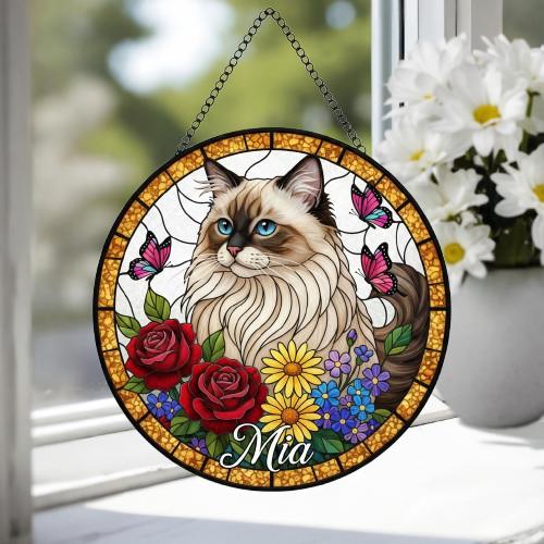 Custom Ragdoll Cat Portrait Stained Glass Suncatcher, Pet Memorial Stained Glass Suncatcher, Cat Memorial Gift, Cat Loss, Pet Loss Gift - image 4
