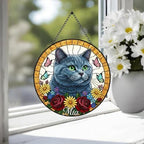 Custom British Shorthair Cat Portrait Stained Glass Suncatcher, Pet Memorial Stained Glass Suncatcher, Cat Memorial Gift, Cat Loss - image 4