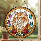 Custom Persian  Cat Portrait Stained Glass Suncatcher, Pet Memorial Stained Glass Suncatcher, Cat Memorial Gift, Cat Loss, Pet Loss Gift - image 3