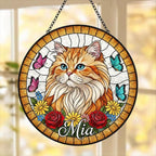Custom Persian  Cat Portrait Stained Glass Suncatcher, Pet Memorial Stained Glass Suncatcher, Cat Memorial Gift, Cat Loss, Pet Loss Gift