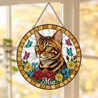 Custom Bengal Cat Portrait Stained Glass Suncatcher, Pet Memorial Stained Glass Suncatcher, Cat Memorial Gift, Cat Loss, Pet Loss Gift
