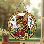 Custom Bengal Cat Portrait Stained Glass Suncatcher, Pet Memorial Stained Glass Suncatcher, Cat Memorial Gift, Cat Loss, Pet Loss Gift - image 3
