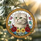 Custom Scottish Fold Cat Portrait Stained Glass Suncatcher, Pet Memorial Stained Glass Suncatcher, Cat Memorial Gift, Cat Loss, Pet Gift - image 2