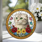 Custom Scottish Fold Cat Portrait Stained Glass Suncatcher, Pet Memorial Stained Glass Suncatcher, Cat Memorial Gift, Cat Loss, Pet Gift - image 4