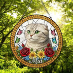 Custom Scottish Fold Cat Portrait Stained Glass Suncatcher, Pet Memorial Stained Glass Suncatcher, Cat Memorial Gift, Cat Loss, Pet Gift - image 5