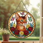 Custom Abyssinian  Cat Portrait Stained Glass Suncatcher, Pet Memorial Stained Glass Suncatcher, Cat Memorial Gift, Cat Loss, Pet Gift - image 3