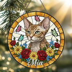 Custom Devon Rex Cat Portrait Stained Glass Suncatcher, Pet Memorial Stained Glass Suncatcher, Cat Memorial Gift, Cat Loss, Pet Loss Gift - image 2