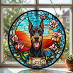 Custom Doberman Pinscher dog  Portrait Stained Glass Suncatcher, Stained Glass Dog Memorial, Custom Dog Portrait from Photo, Sympathy Gifts