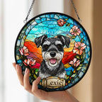 Custom Miniature Schnauzer Portrait Stained Glass Suncatcher, Stained Glass Dog Memorial, Custom Dog Portrait from Photo, Sympathy Gifts - image 3