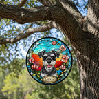 Custom Miniature Schnauzer Portrait Stained Glass Suncatcher, Stained Glass Dog Memorial, Custom Dog Portrait from Photo, Sympathy Gifts - image 2