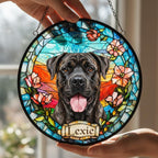 Custom Cane Corso  dog  Portrait Stained Glass Suncatcher, Stained Glass Dog Memorial, Custom Dog Portrait from Photo, Sympathy Gifts - image 2