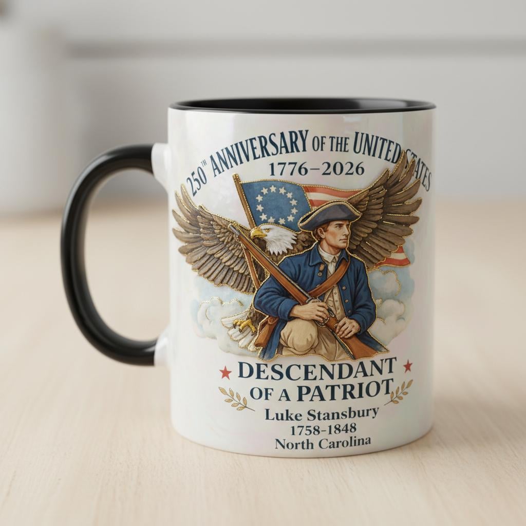 Personalized 250th Anniversary United States Mug, Descendant of a Patriot 1776–2026 Coffee Cup, Historic American Heritage Gift - image 2