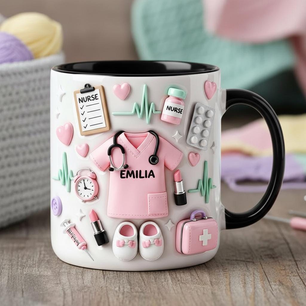 Personalized Nurse Coffee Cup, Nurse Life Custom Name Accent Mug, Gift for Nurse - image 4