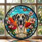 Custom Great Dane  dog Portrait Stained Glass Suncatcher, Stained Glass Dog Memorial, Custom Dog Portrait from Photo, Sympathy Gifts