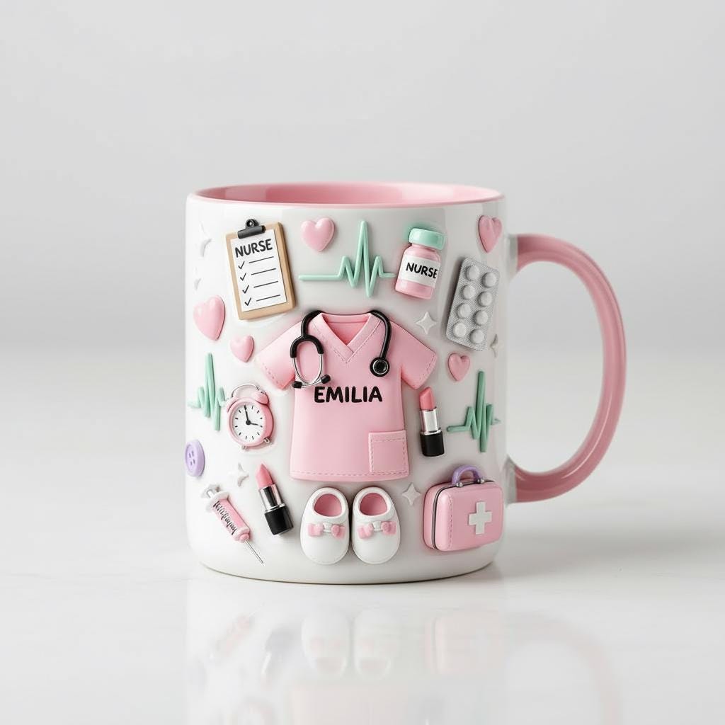 Personalized Nurse Coffee Cup, Nurse Life Custom Name Accent Mug, Gift for Nurse
