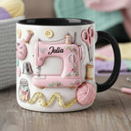 Personalized Sewing Coffee Cup, Custom 3D-Effect Craft Tools Accent Mug, Gift for Women - image 2