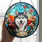 Custom Siberian Husky  dog Portrait Stained Glass Suncatcher, Stained Glass Dog Memorial, Custom Dog Portrait from Photo, Sympathy Gifts - image 3