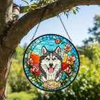 Custom Siberian Husky  dog Portrait Stained Glass Suncatcher, Stained Glass Dog Memorial, Custom Dog Portrait from Photo, Sympathy Gifts - image 4