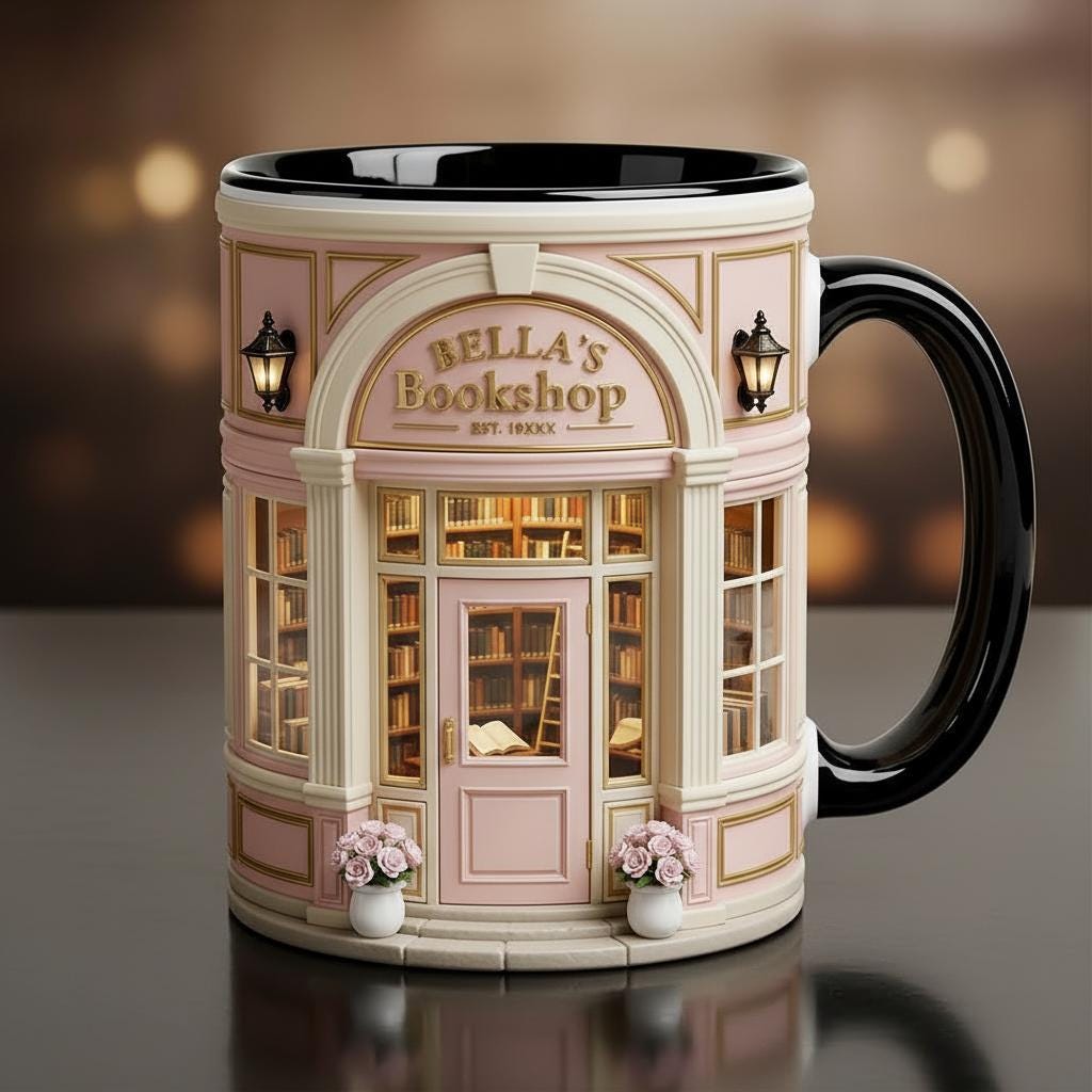 Personalized Bookshop Coffee Cup, Custom Book Lover Accent Mug, Librarian Reader Gift - image 2