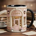 Personalized Bookshop Coffee Cup, Custom Book Lover Accent Mug, Librarian Reader Gift