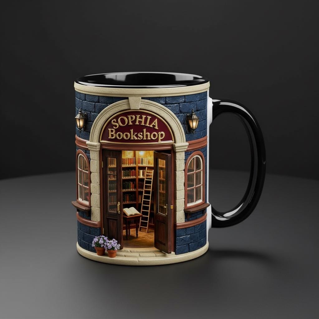 Personalized Bookshop Coffee Cup, Custom Book Lover Accent Mug, Librarian Reader Gift - image 3