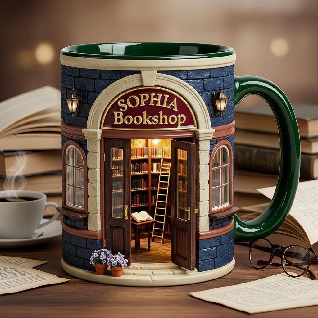 Personalized Bookshop Coffee Cup, Custom Book Lover Accent Mug, Librarian Reader Gift - image 2