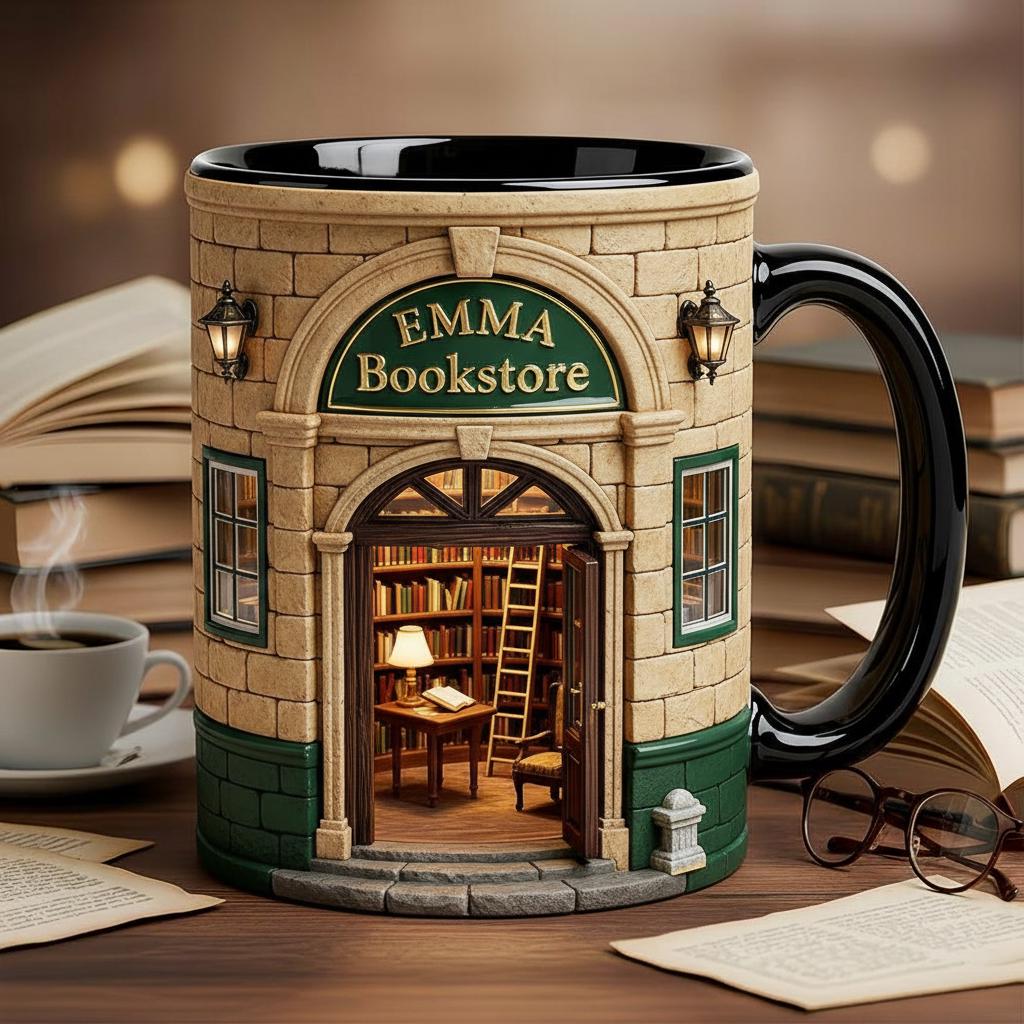 Personalized Bookshop Coffee Cup, Custom Book Lover Accent Mug, Librarian Reader Gift