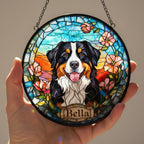 Custom Bernese Mountain Dog Portrait Stained Glass Suncatcher, Stained Glass Dog Memorial, Custom Dog Portrait from Photo, Sympathy Gifts - image 4