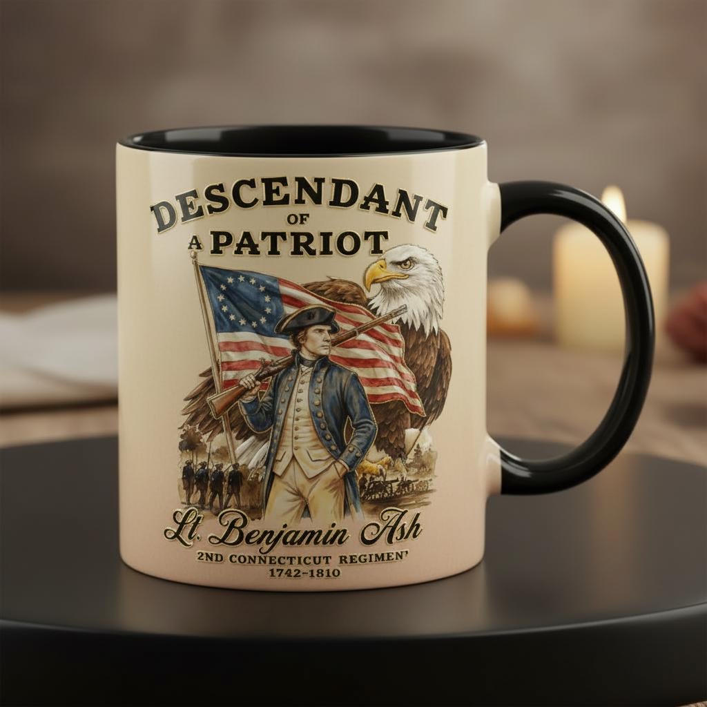 Personalized 250th Anniversary United States Mug, Descendant of a Patriot 1776–2026 Coffee Cup, Historic American Heritage Gift