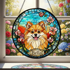Custom Pomeranian Dog Portrait Stained Glass Suncatcher, Stained Glass Dog Memorial, Custom Dog Portrait from Photo, Sympathy Gifts - image 2